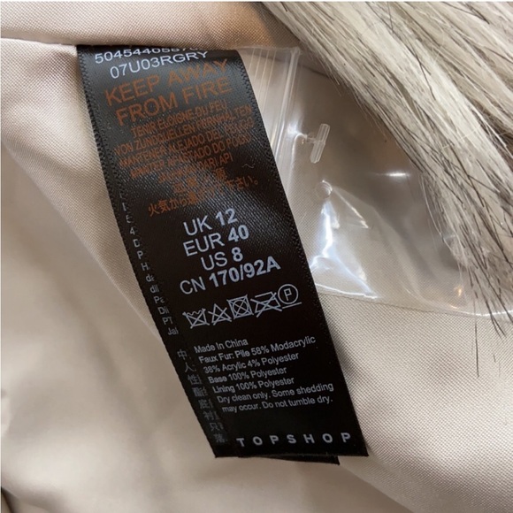 ✨HP✨ TOPSHOP Faux Fur Shag Jacket 8 Gray - Picture 9 of 12